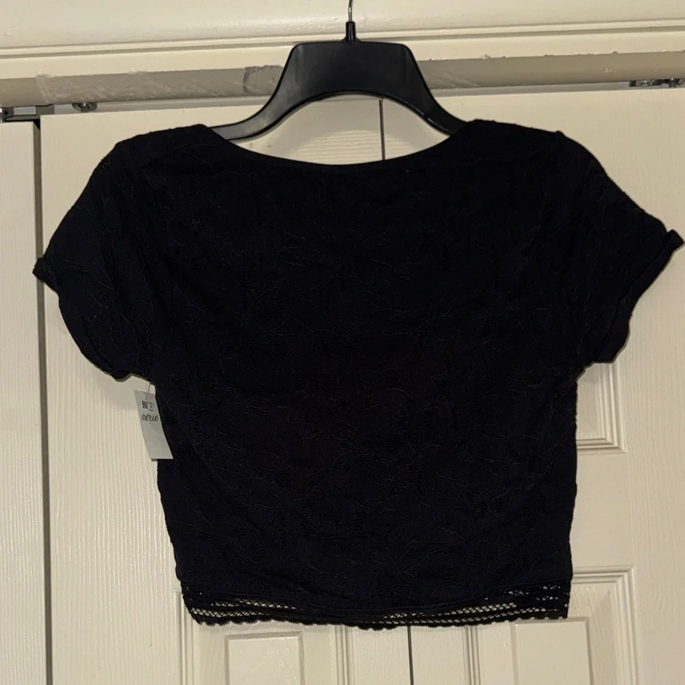 Aerie Black Lace Superchill Crop Top, 90’s, Y2K - Picture 6 of 6
